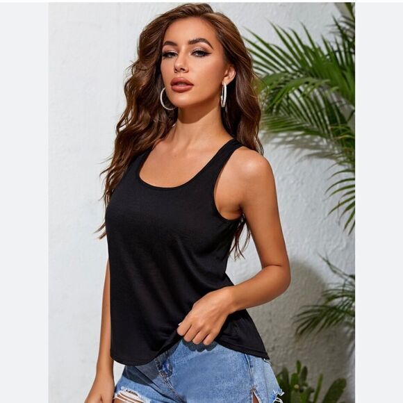 Shein Black Razorback Tank Top Size XL - Picture 2 of 7